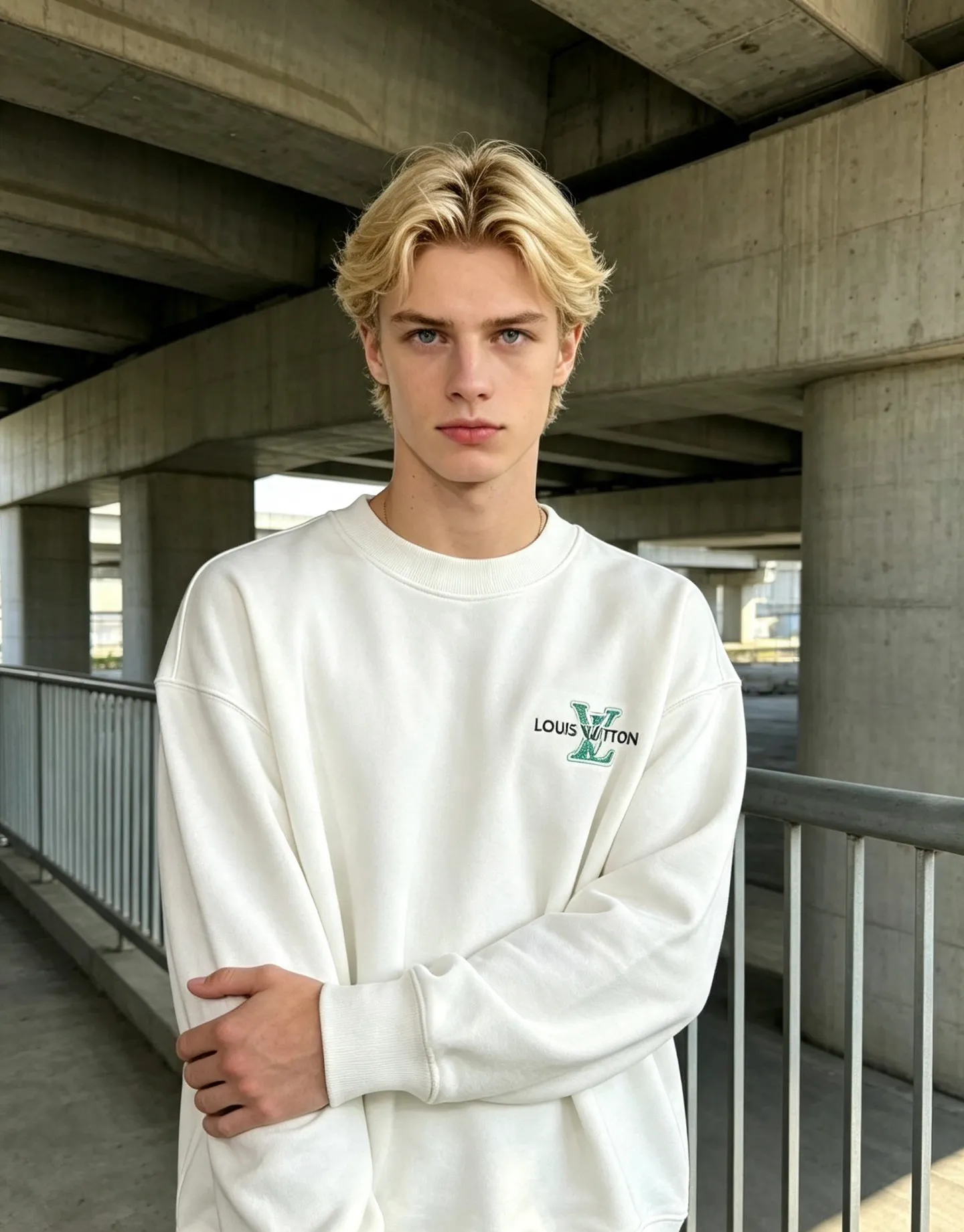 Louis Vuitton/Louis Vuitton presbyopic letter embroidered round neck sweatshirt